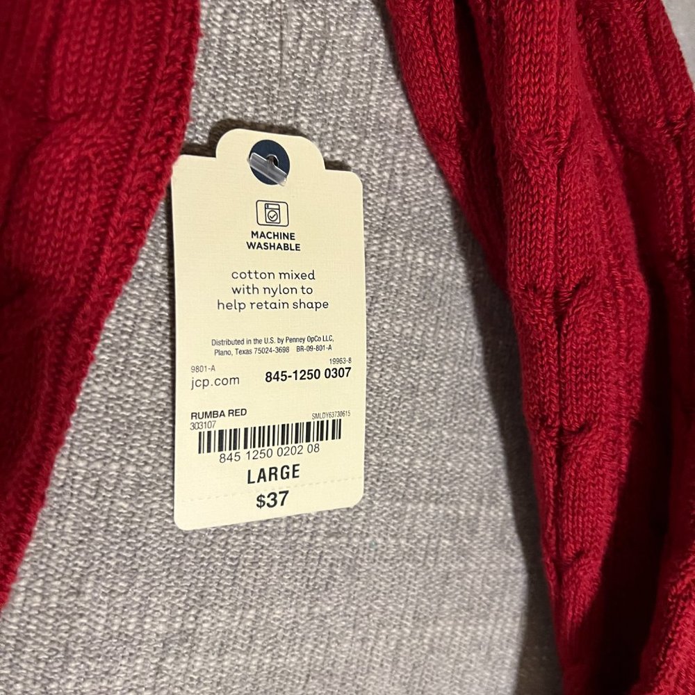 St. John's Bay Womens Crew Neck Long Sleeve Cable Knit Pullover Sweater - Picture 8 of 8